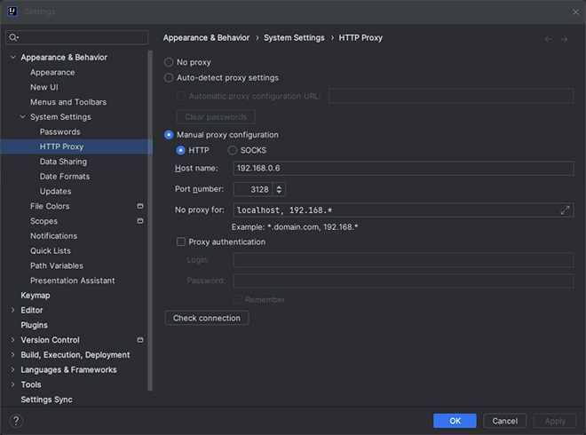 Proxy para o IntelliJ