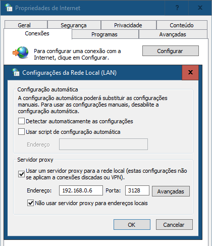 Configuração de proxy